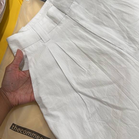 #35 NWT White 100% Cotton Mid-Waist Wide-Leg Pants With Pockets Commense Size S - Picture 7 of 9